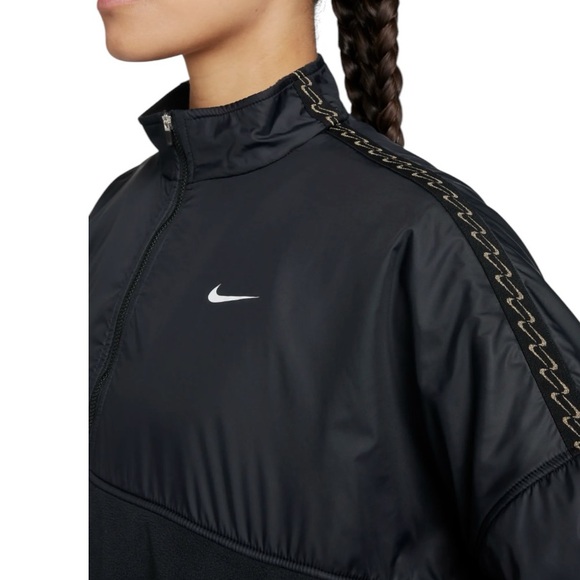 🆕 Nike Women's Therma-FIT One Black/Gold Fleece Full-Zip Jacket - Zip Pockets - Picture 6 of 15